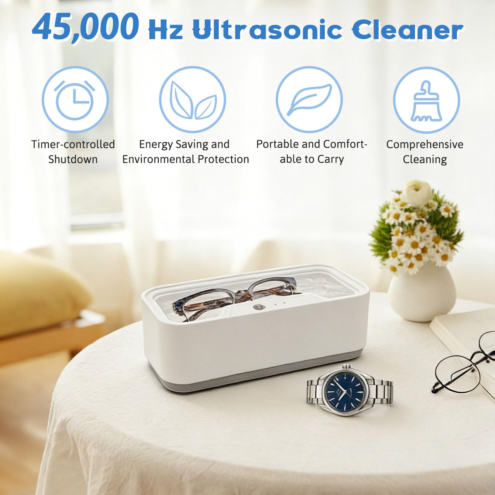 Idota Ultraschallreinigungsgerät Brille,45000 Hz 500ML Ultraschall Brillenreinigungsgerät,Ultraschallreiniger Gerät mit 3 Reinigungsmodi Kleiner Korb Für Reinigung Brillen Schmuck Uhren Zahnprothesen