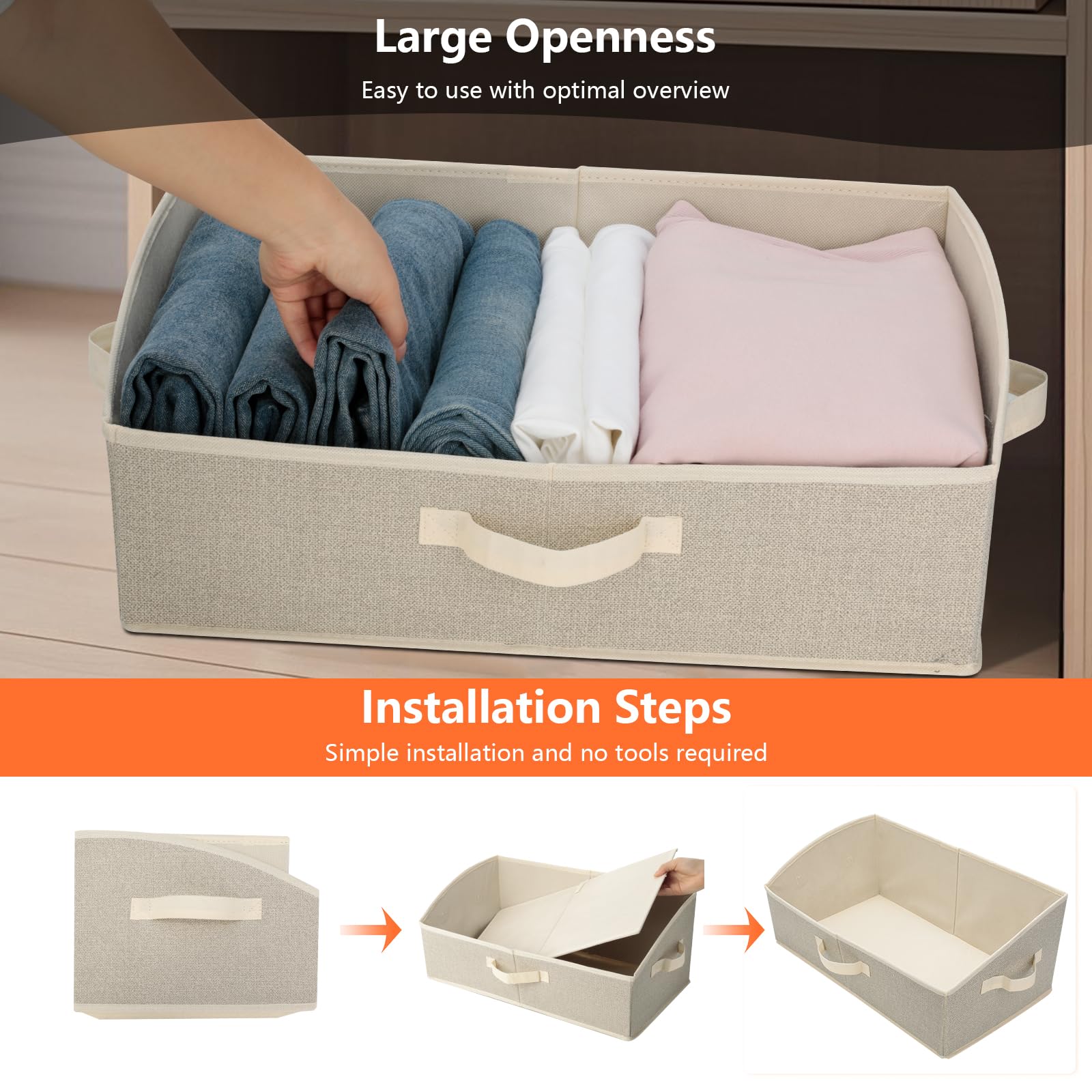 AiQInu Scatole Portaoggetti 28L,Cubo Portaoggetti Pieghevole in tessuto 50x28.5x20cm Set di 2, con Maniglia,Grande Contenitore per Vestiti,Armadio,Giocattoli, libri e Guardaroba
