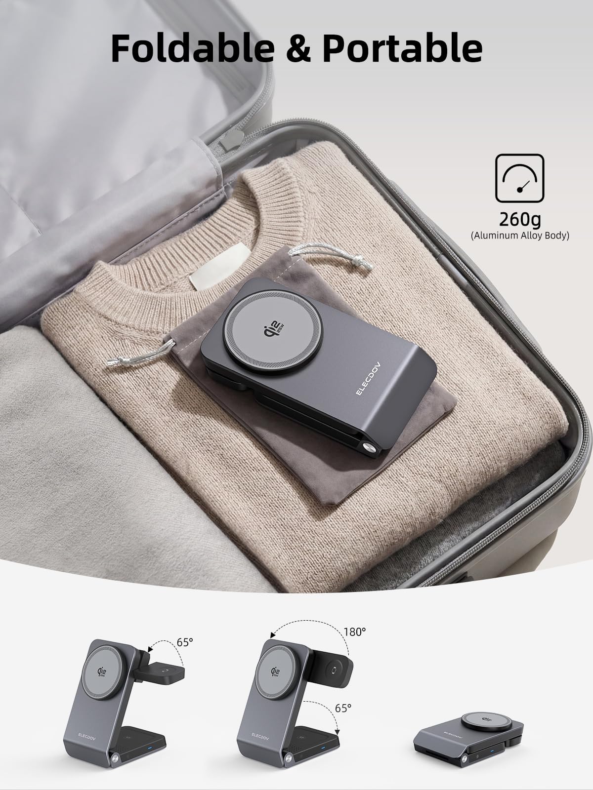 Magnetic Wireless Ladestation für Samsung mit Aktiver Kühlung, 3 in 1 Induktive ladestation für Samsung Galaxy S26 Ultra, Watch 8 & Buds 4. Kabelloses Ladegerät, Klappbar, mit Qi Android Handys