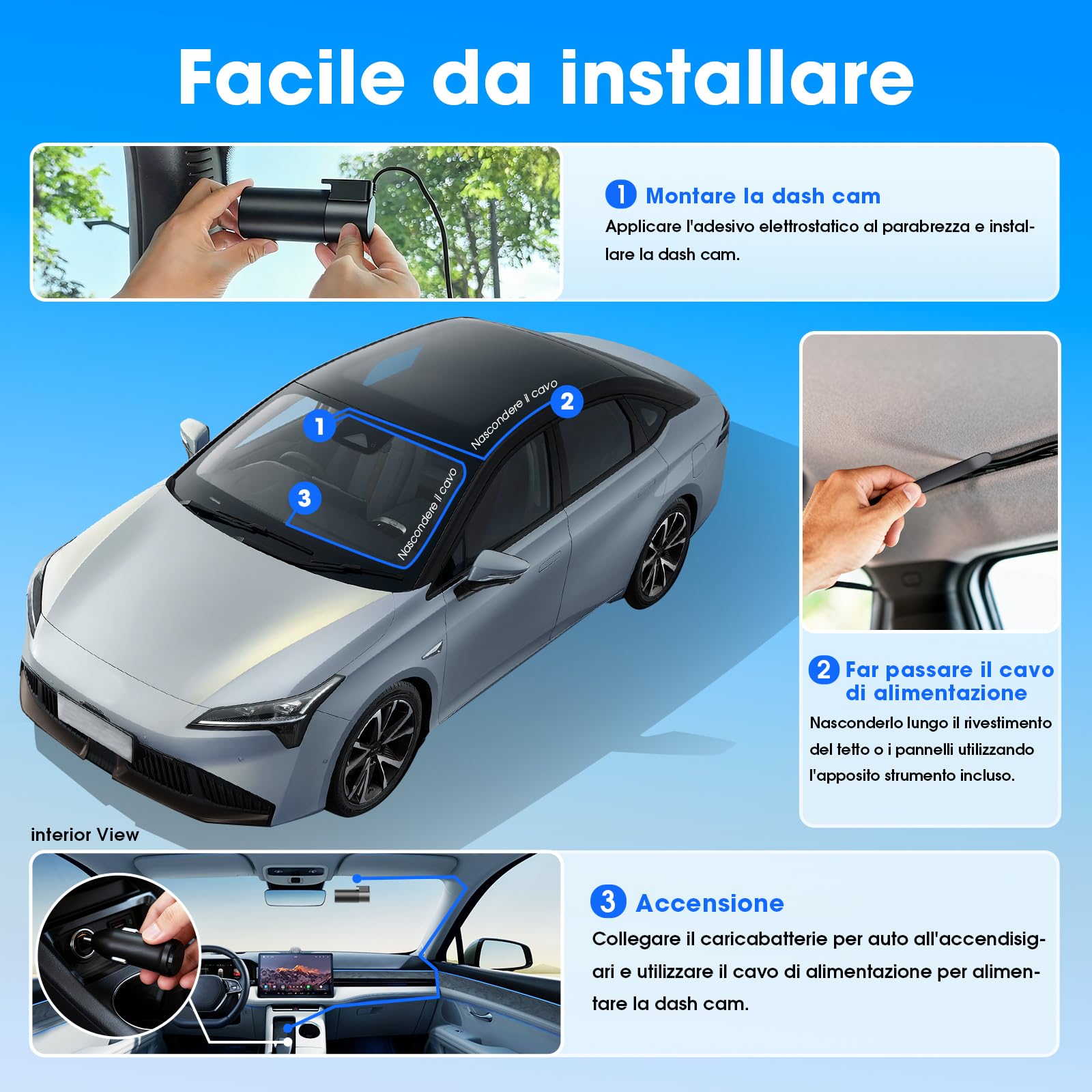 DDPAI MINI Pro 4K Dash Cam Auto, Camera 2160P, Ruotabile a 360°, Scheda da 64 GB Inclusa, Visione Notturna, 24H Monitor Parcheggio, 5.8G WiFi 6, Registrazione in Loop, Controllo App, Supercondensatore