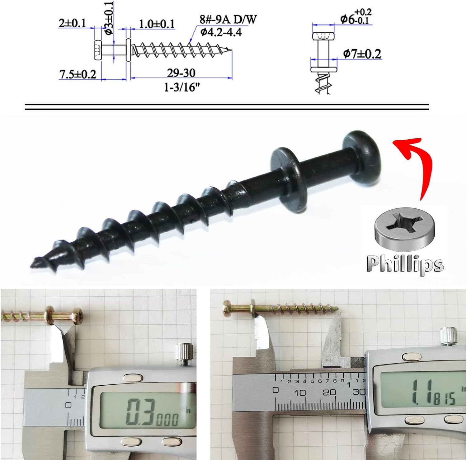 laffeya Picture Hanging Hardware, Bear Claw Screws,Picture Hanging Hooks Screws 4-in-1 for Keyholes, D-Rings, Sawtooth & Wire (40, Black Long)
