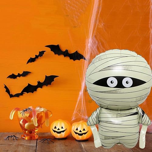 Miniatura 2 de Globos de momia de 30 pulgadas, globos de aluminio de momia de Halloween para decoraciones de fiesta de cumpleaños de Halloween, 5 unidades