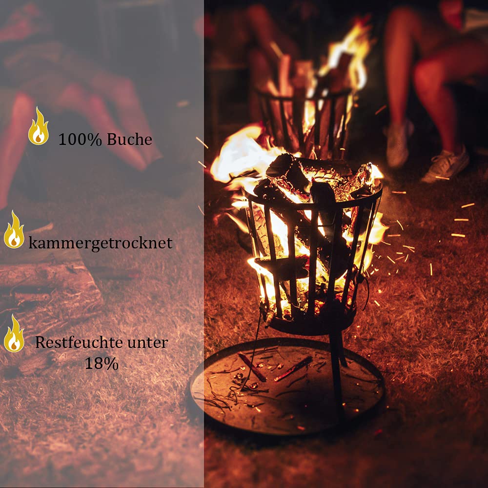 Leña Madera Selección 5-500 kg para Estufa y Chimenea Brasero Parrilla Cesta de Fuego Troncos de Madera de Haya 25 cm Flameup, Cantidad:30 kg