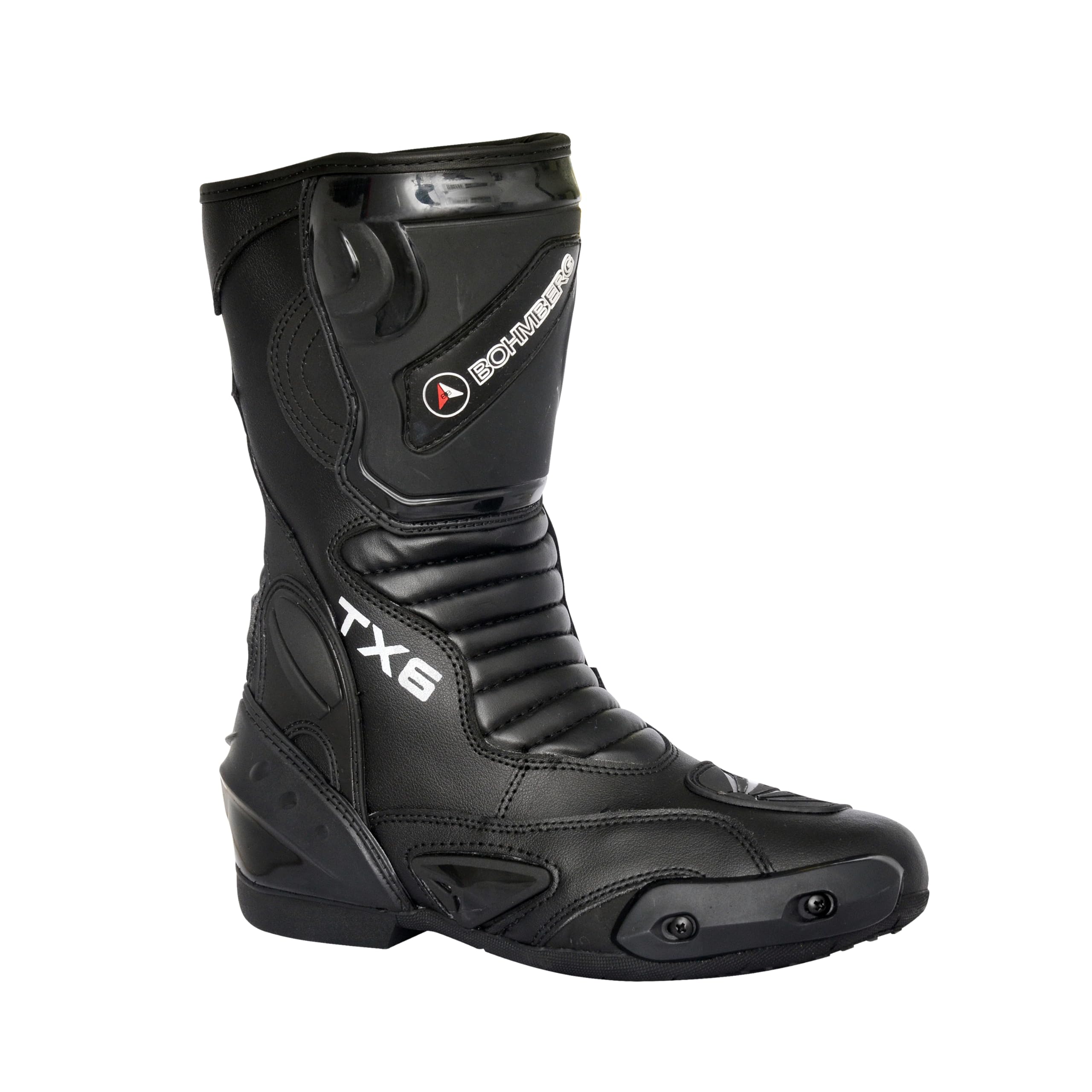 Bohmberg Botas de moto para hombre, deportivas, de piel, estables,protectores reforzados integrados, con protección en los tobillos, ergonómicas, botas moteras, biker, motorista