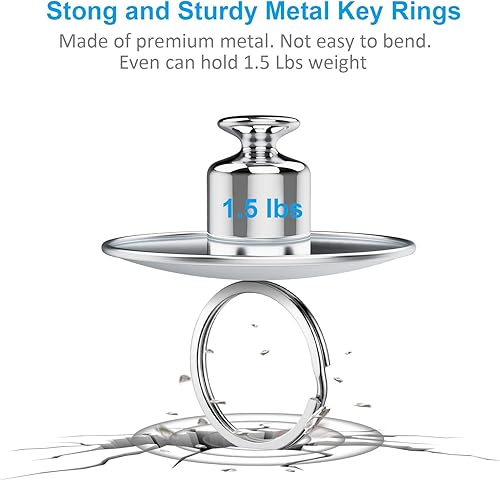 Miniatura 5 de YHYZ Surtido de llaveros (30 piezas), llavero redondo plateado dividido en 6 tamaños (0.79 pulgadas, 0.79 pulgadas, 0.70 pulgadas, 1.07 pulgadas,