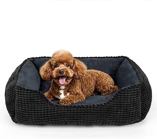 MIXJOY Cama ortopédica rectangular lavable para perros pequeños, medianos y grandes, suave y relajante, cama duradera para cachorros, con parte
