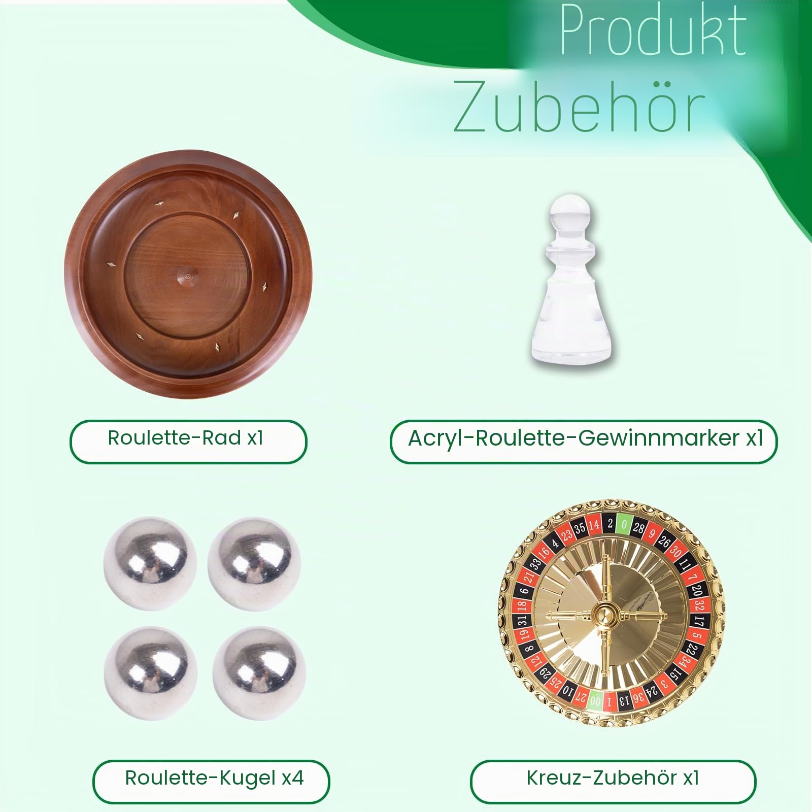 Extguds 16 Zoll Holzrouletterad, handgefertigtes Roulette im Casino-Stil aus Massivholz mit 4 Metall-Roulettekugeln für Erwachsene, Premium-Geschenk für den Spieleabend