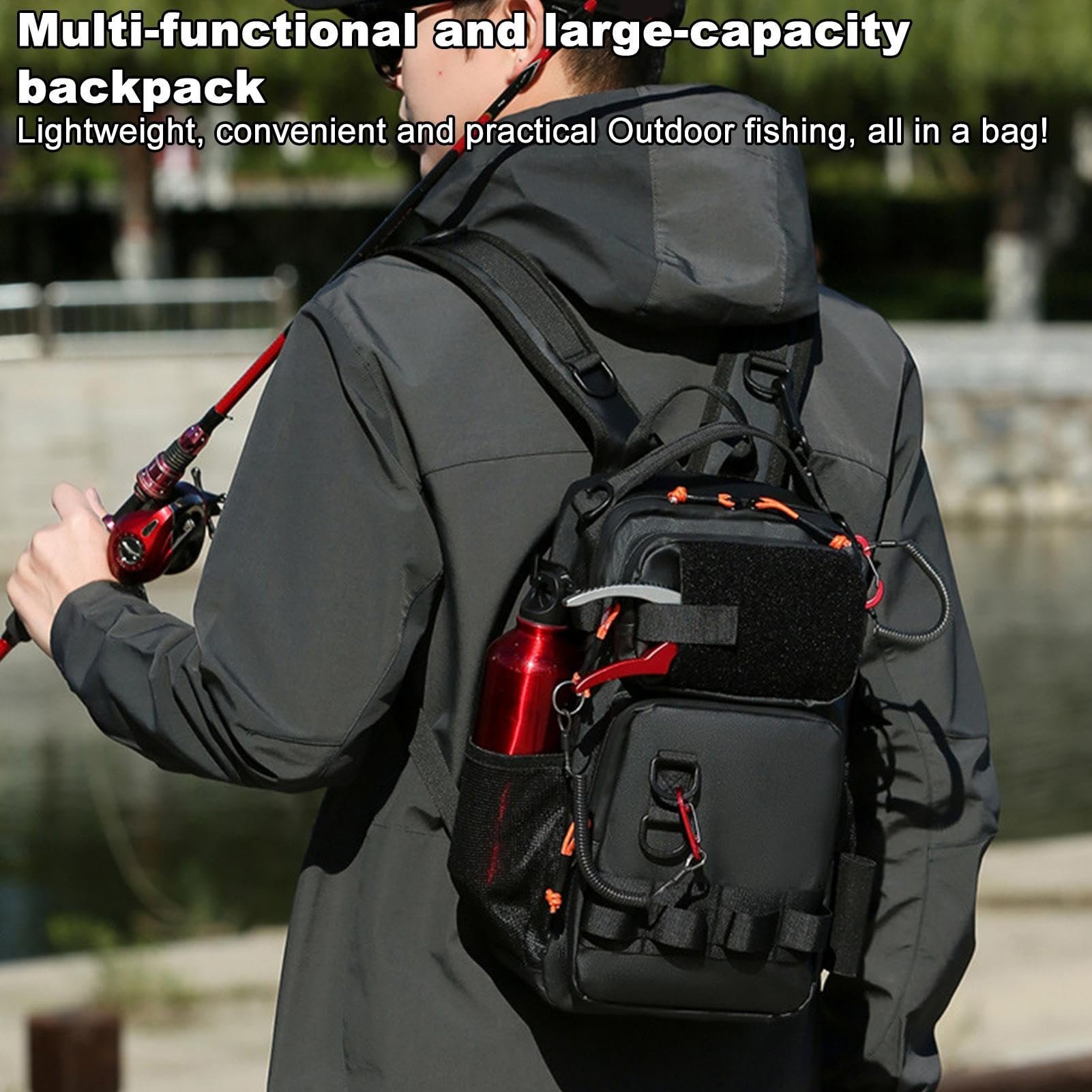 Genérico Mochila De Pesca Con Organizador,Organización Equipo Pesca - Mochila Impermeable Ligera Y Portátil Para Viajes Caza Camping Senderismo En Agua Salada Y Dulce