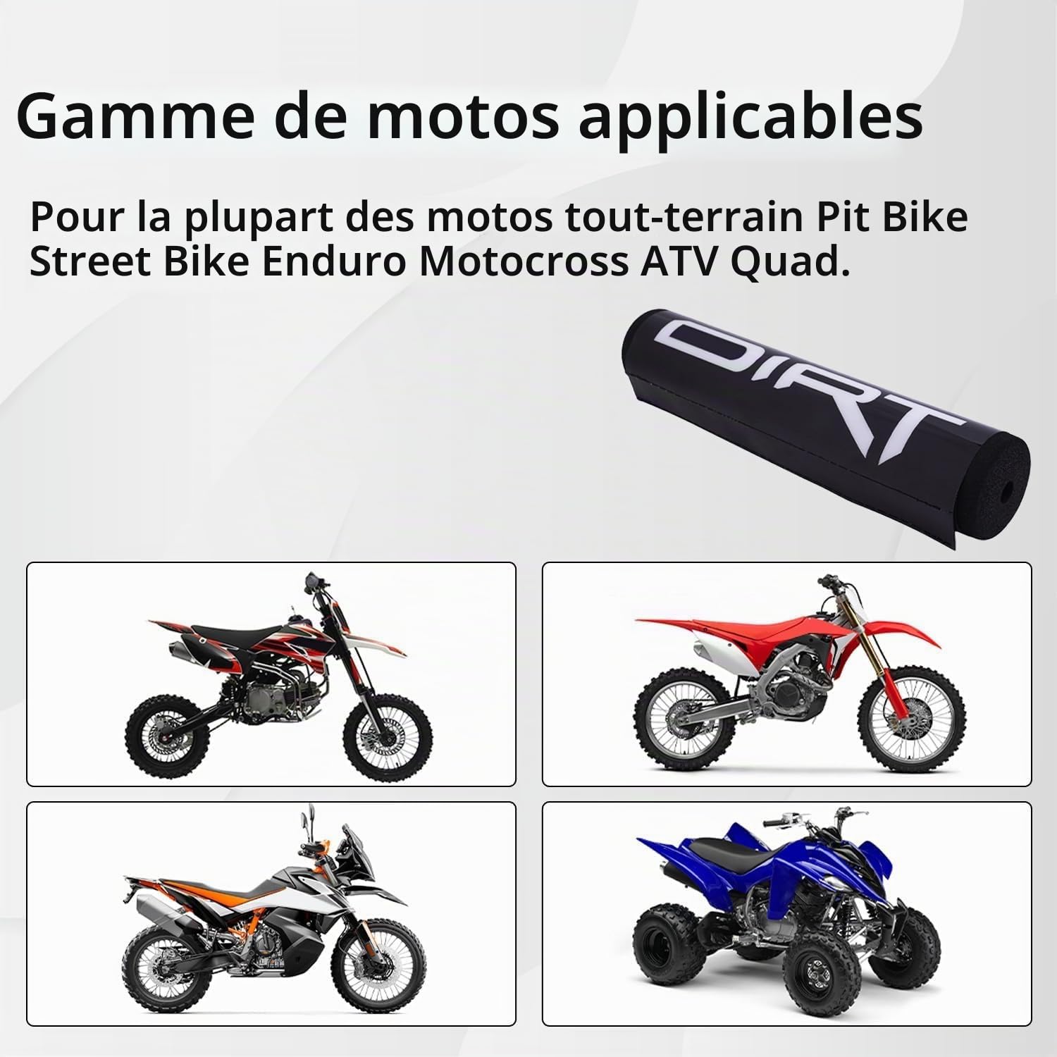 Coussinet de Guidon de Moto,250 mm Protecteur de Coussinet de Universel | Barre transversale en Mousse de pour Dirt Pit Bike Street Bike Enduro
