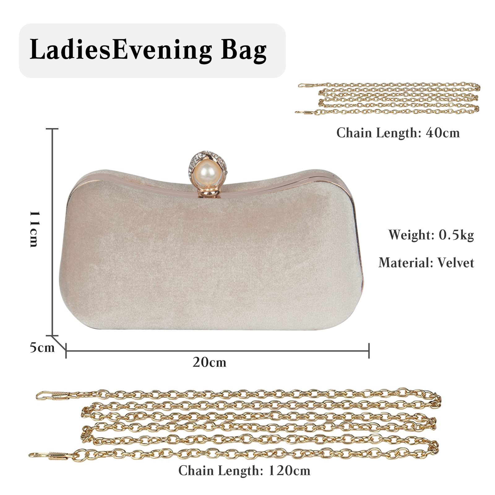 CORIOS Bolso Fiesta para Mujer Brillante Bolso de Noche Bolsa de Cadena Boda Cartera de Mano Bolso de Hombro Elegante Bolso Bandolera para Fiesta de Graduación Banquete Boda Albaricoque