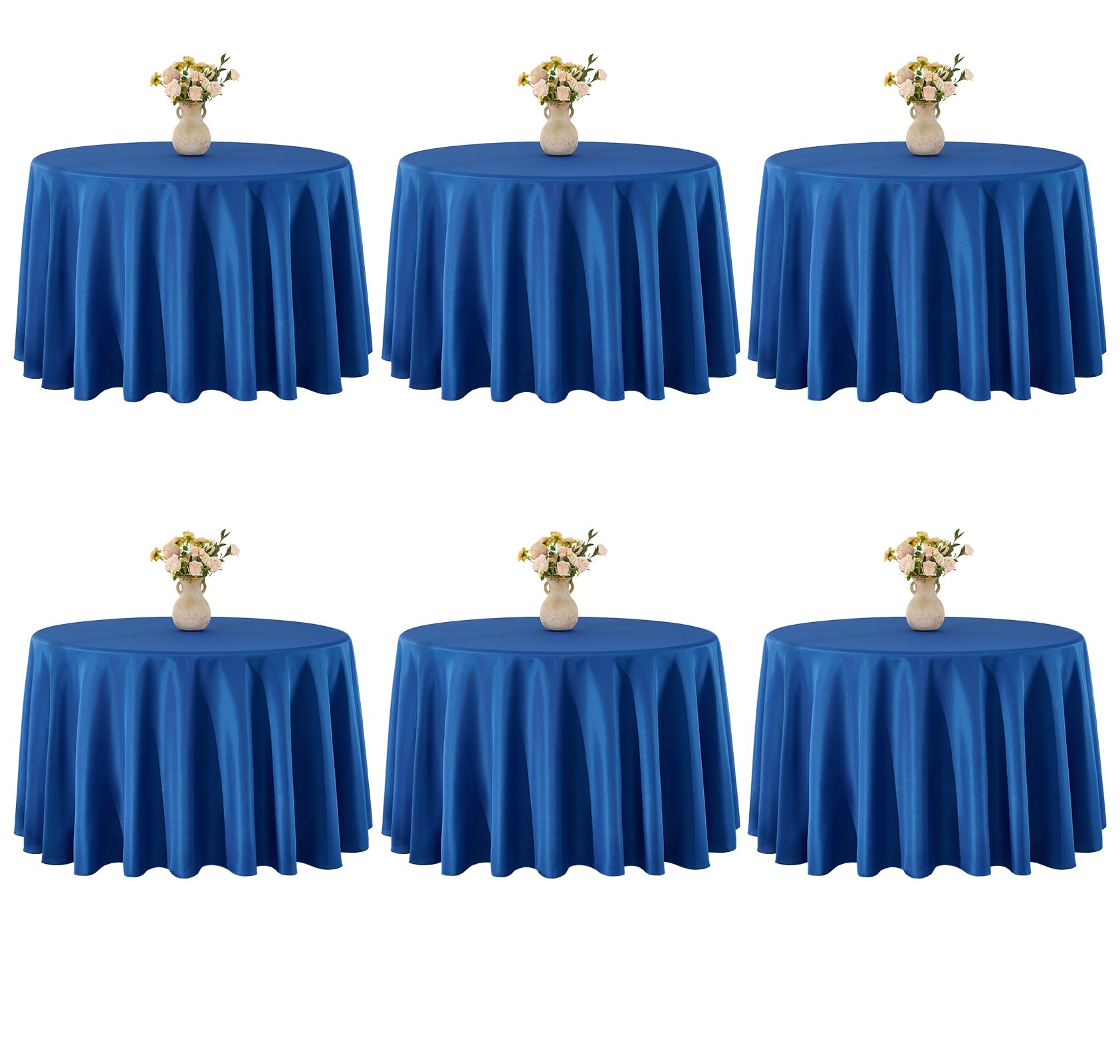 VidaFete Confezione da 6 tovaglie rotonde in poliestere, antimacchia, resistenti alle pieghe, per cucina, sala da pranzo, feste, matrimoni, decorazione rotonda per tavolo da buffet (blu reale)