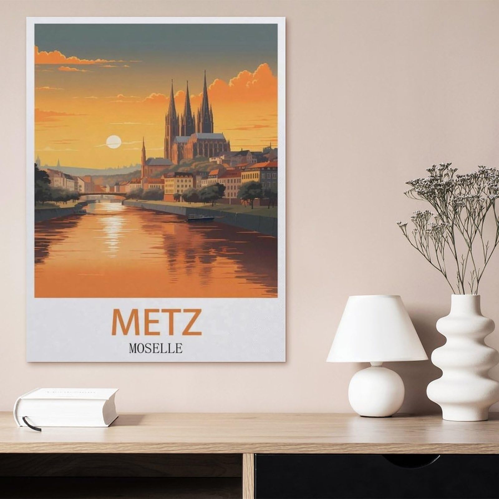 Affiche de Voyage Ancienne de Metz Moselle，Puzzle 1000 Pièces, Convient pour Adultes Et Enfants Puzzle À Partir De 8 Ans ， Jeu D'adresse pour La Famille（75x50cm）-BS62