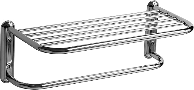 Premier Housewares Chrome Towel Shelf Rack, 17 x 49 x 23 cm - Silver
