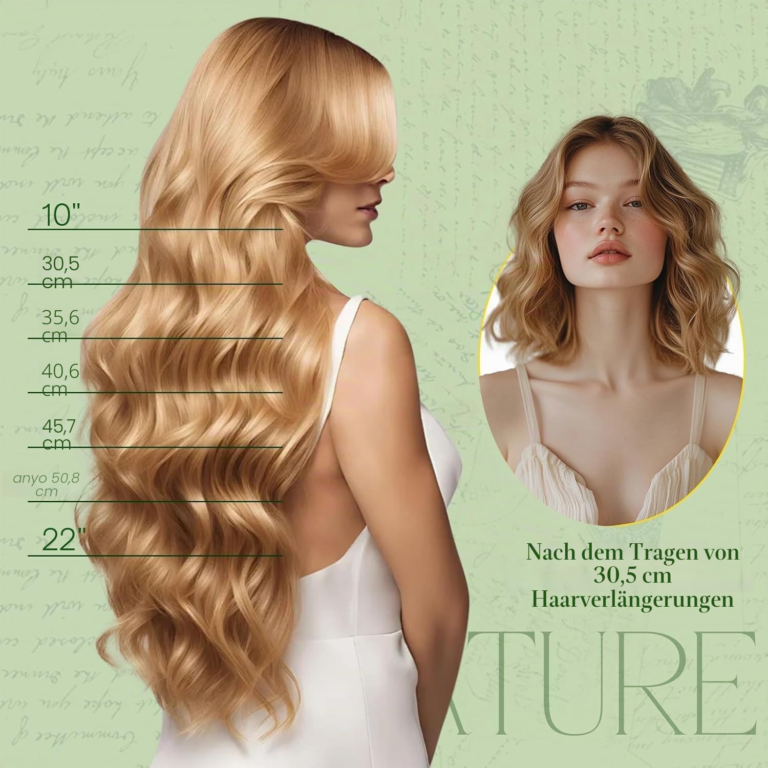 RUNATURE Clip in Extensions Echthaar Blond Highlight 25cm 7pcs 80g #18P60