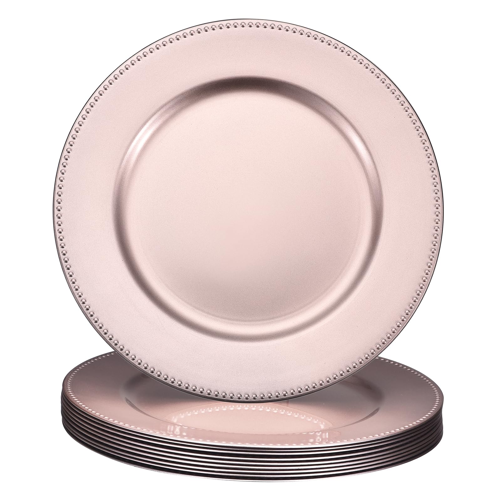 uxcell Lot de 10 assiettes rondes en plastique de 33 cm pour dîner, fête de mariage, événement, décoration de table, or rose, a23122800ux0998