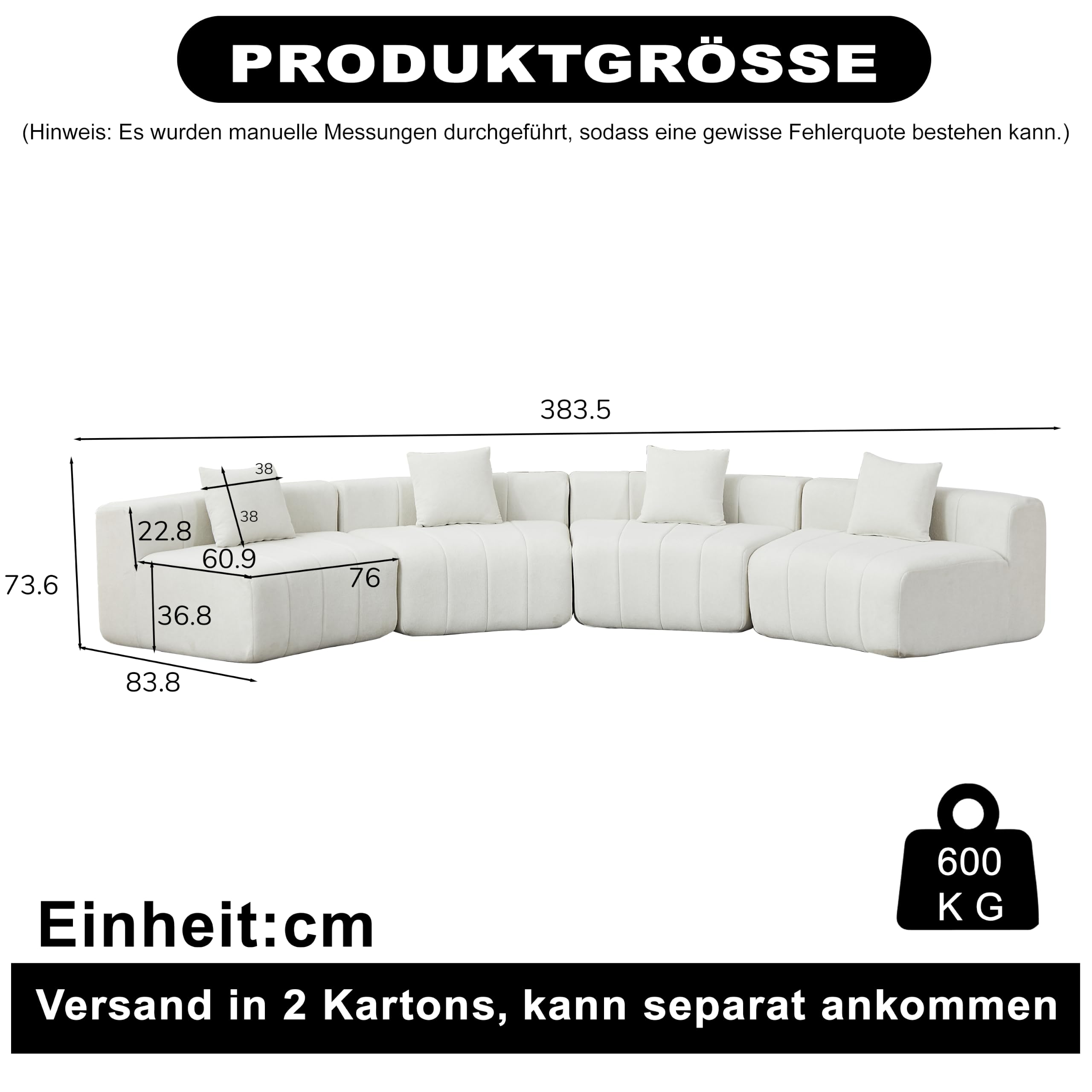 Generisch Zakrzywiona szenilowa sofa czteroosobowa z 2 poduszkami