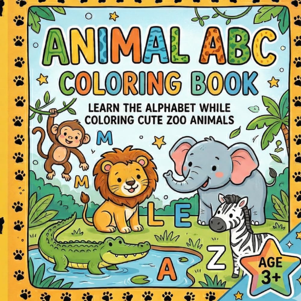Animal ABC Coloring Book: Learn the Alphabet While Coloring Cute Zoo Animals