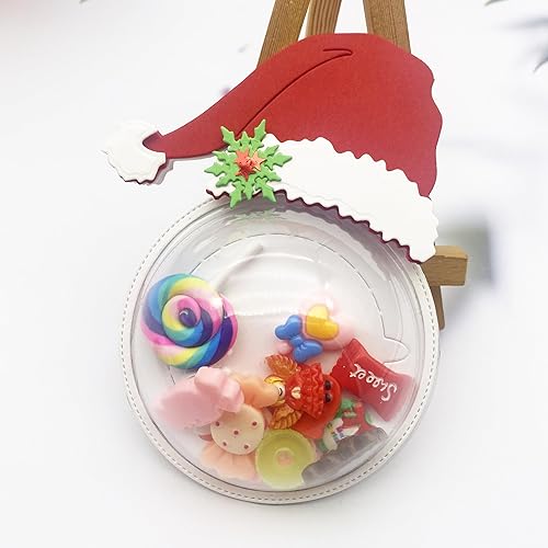 Miniatura 8 de AlinaCraft - 1 unidad de Papá Noel con cúpula de caramelo de metal troquelado con 5 cúpulas de plástico transparente, soporte para caramelos,