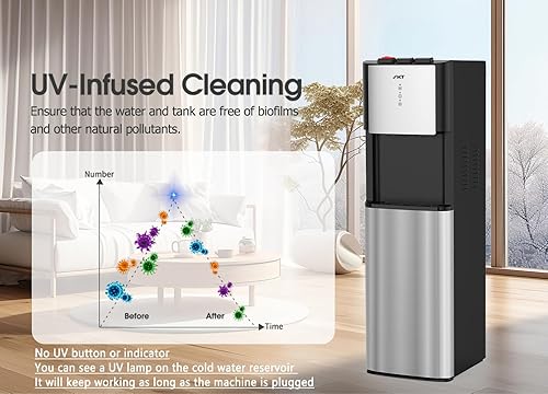 Miniatura 4 de IKT Dispensador de enfriador de agua de carga inferior autolimpiante para botellas de 3 a 5 galones, agua fría y caliente, bloqueo de seguridad para