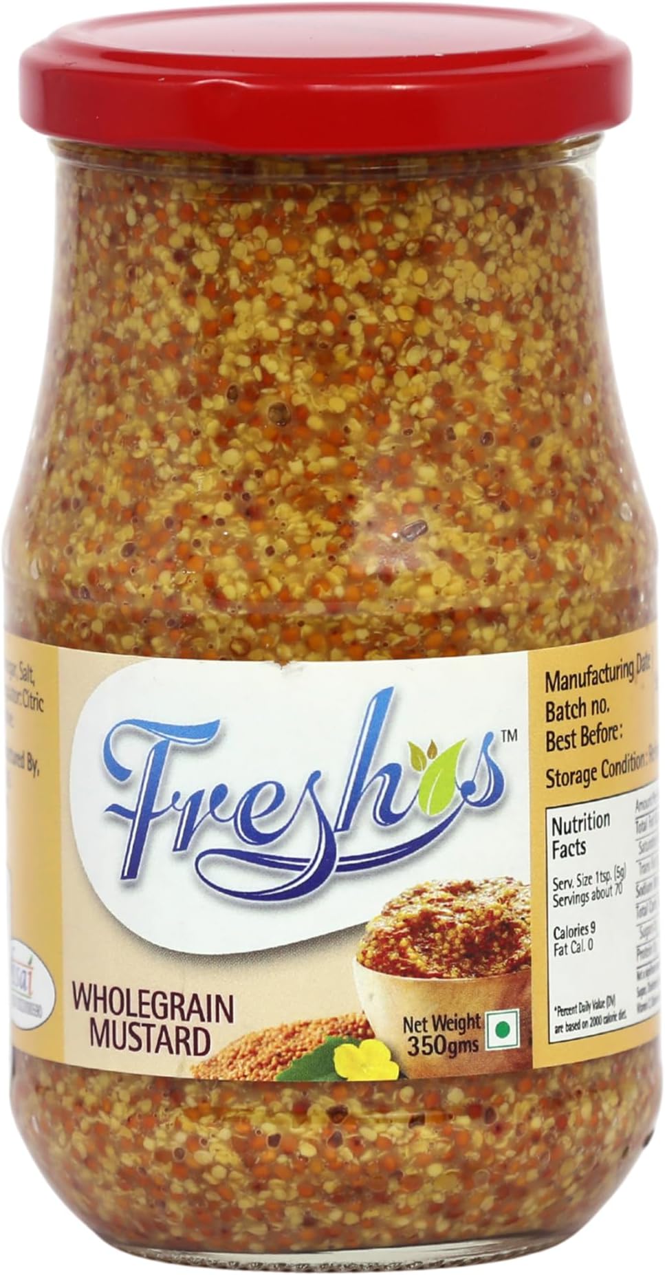 Freshos Wholegrain Mustard Paste, 350 g,Yellow