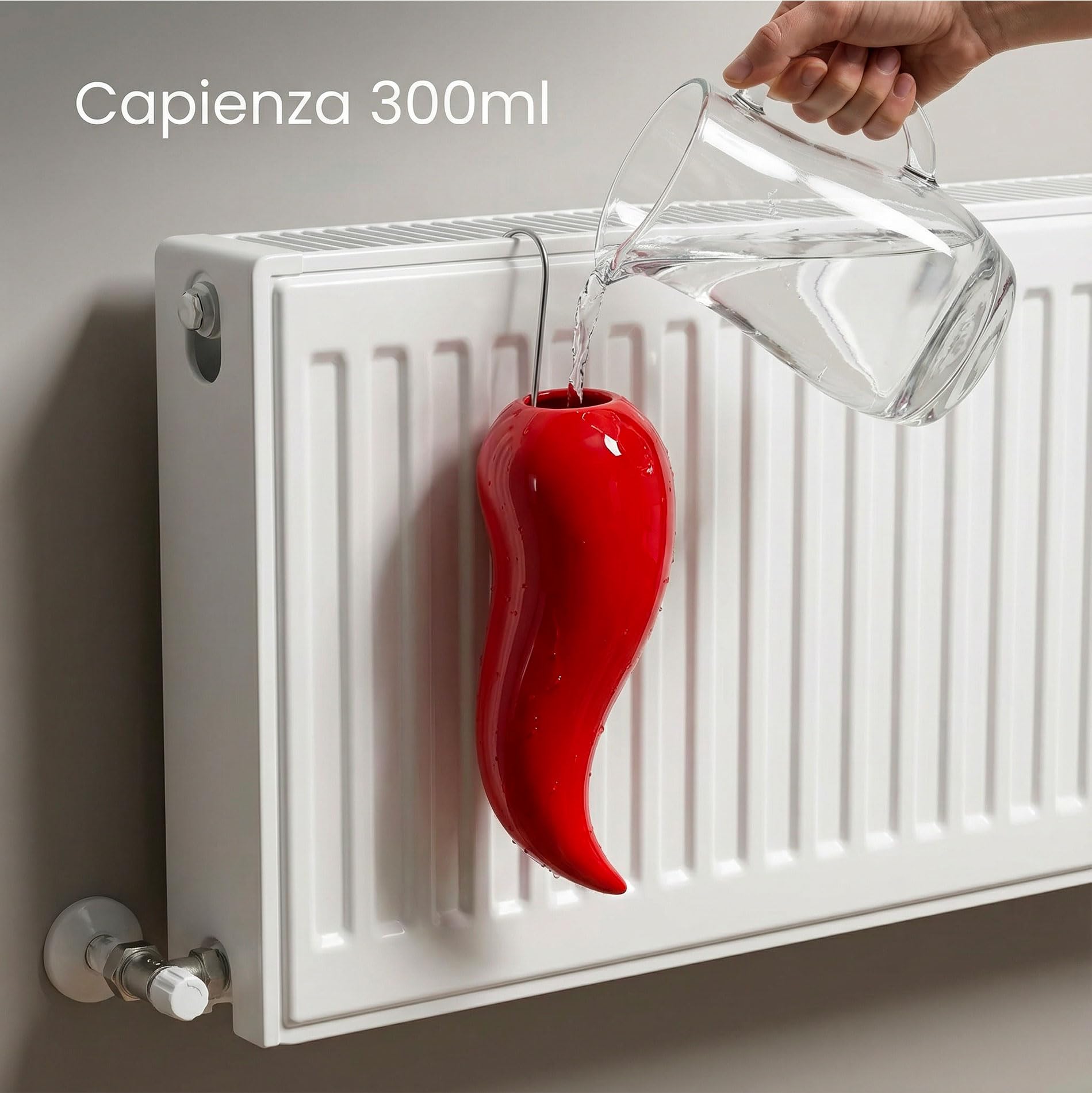 5 Umidificatori Per Termosifone In Ceramica A Forma Di Corno Rosso | 300ml Senza Elettricità Per Aria Più Sana