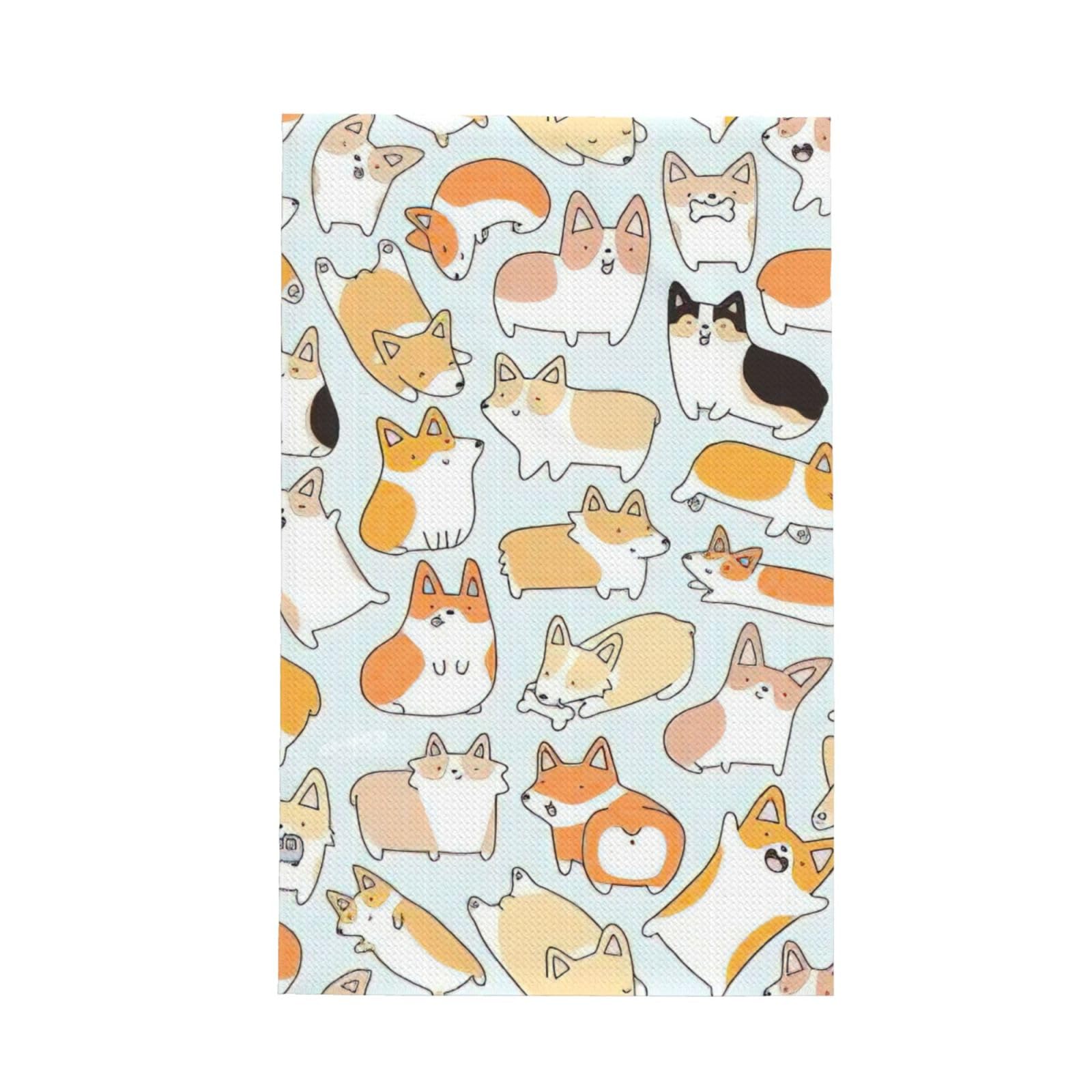 CKGODGF Corgi Dog Print Absorbent Waffle Dishcloths,Kitchen Towels With Hanging Loops,Tea Towels.