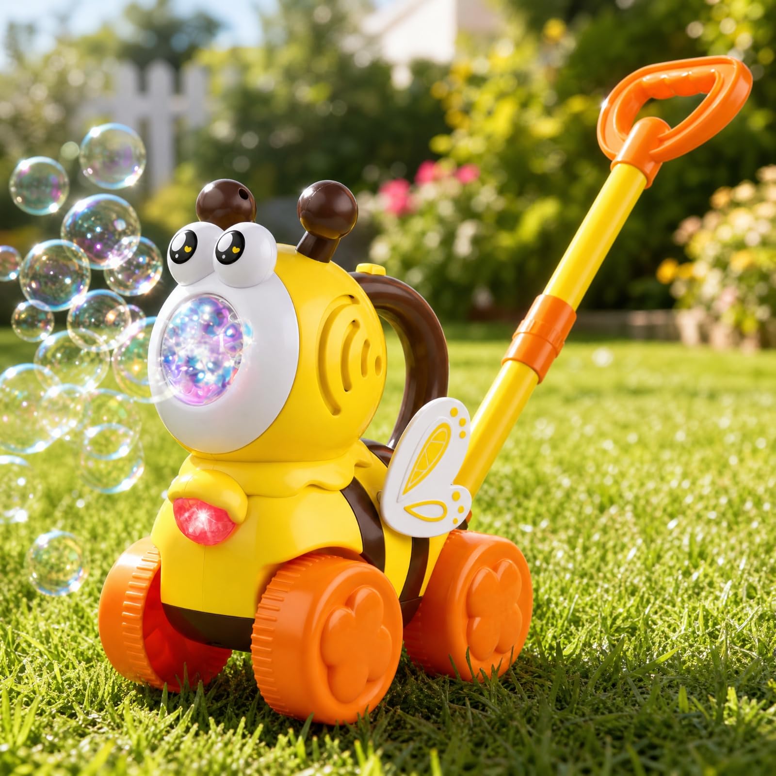 Giocattolo a Bolle Elettrico a Forma di Ape Automatico Macchinina a Spinta con Bolle di Schiuma Portatile per