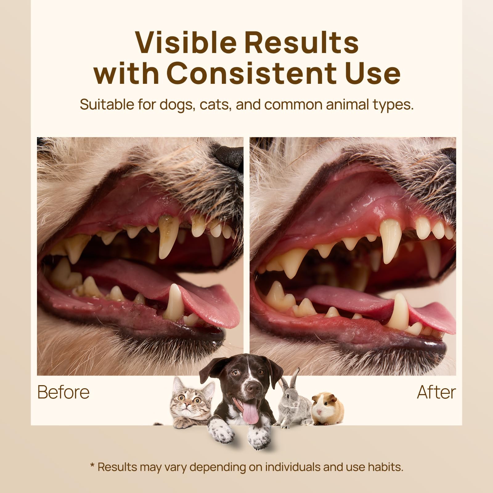 HICC PET Pro Dog Teeth Cleaning Wipes, Vet-Recommended Finger Toothbrush for Dogs & Cats, No-Rinse Dental Care Wipes, Gentle Cleansing & Gum Care, Tooth Brushing Kit Support, 50 Count (Peanut Butter) - image 5
