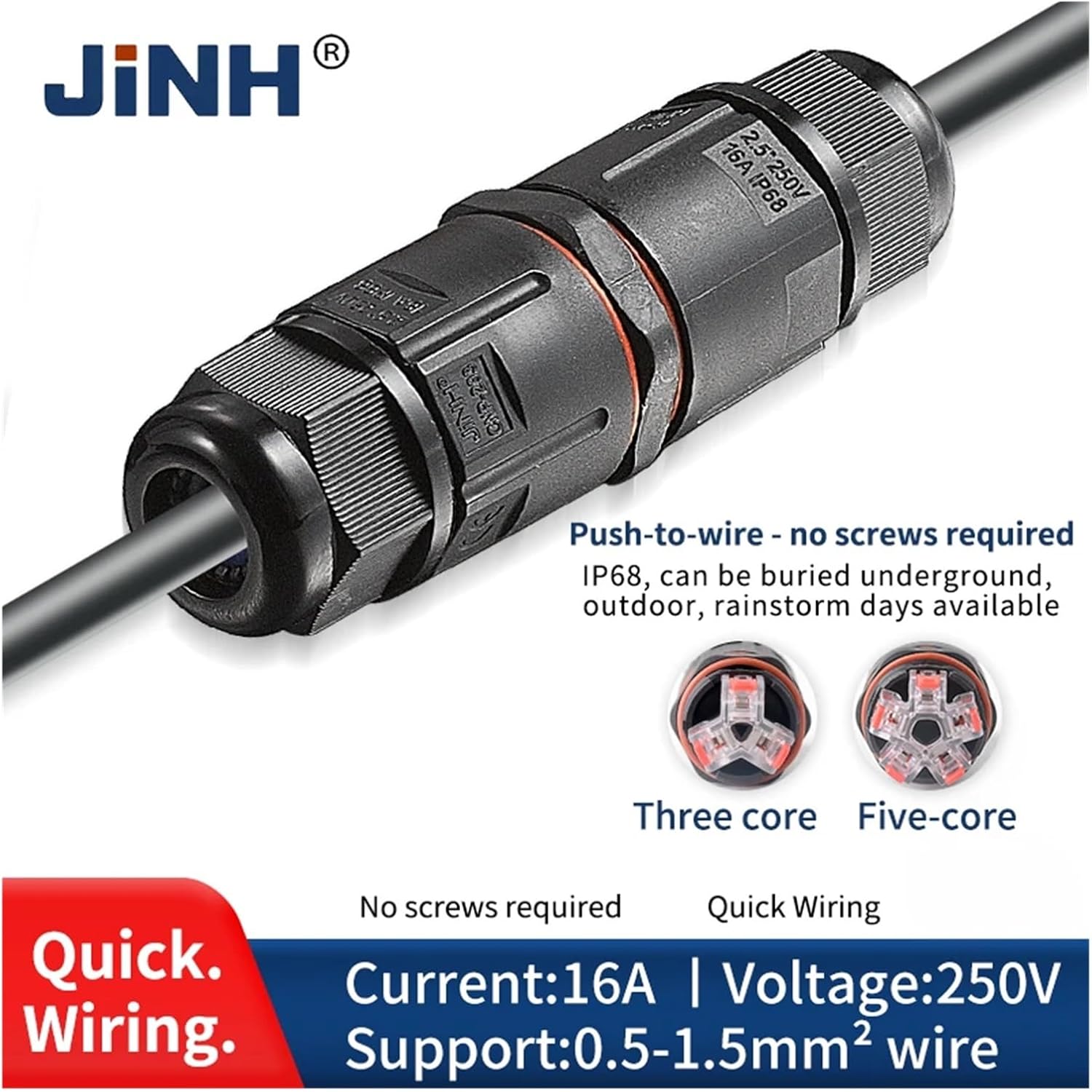 IP68 Waterproof Connectors CNP 29x Joint Cable Quick Screwless Terminal Bolcks Lamp Wiring Outdoor Rainproof 450V(CNP293X(3Pins))