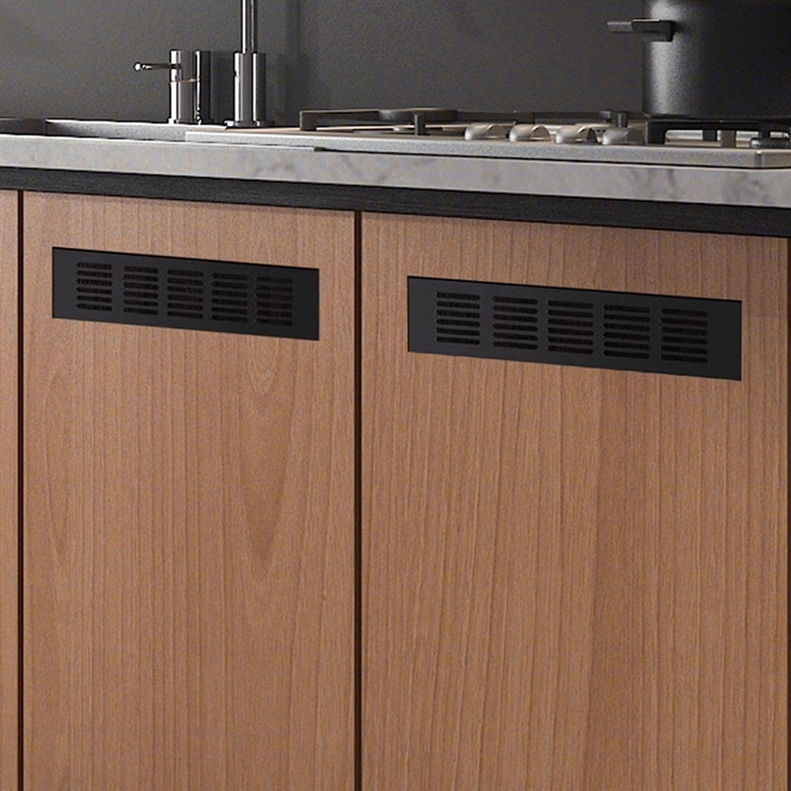 4 Pezzi Griglie Di Ventilazione, Griglia Aerazione, Alluminio 80x300mm, Griglia Di Ventilazione Per Mobile Rettangolare Per Mobili, Credenza，Scarpiera, Porta(Nero,100 * 500)