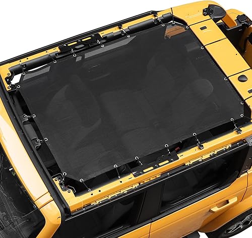Vista 27 de JeCar Parasol de malla para el techo del bikini de longitud completa, accesorios exteriores para Ford Bronco de 4 puertas 2021 2022, color negro