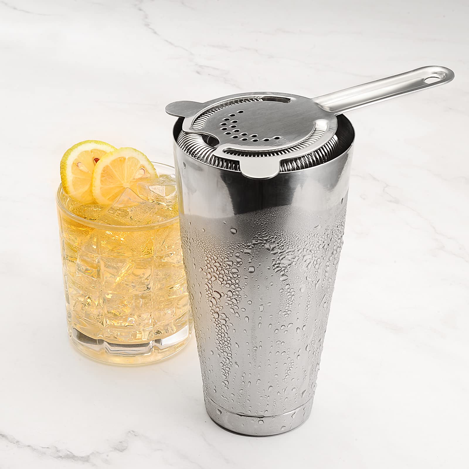 Boston - Coctelera de bar y barman con peso de 28 onzas, sin peso de 18 onzas, para bartending, Martini Shakers de acero inoxidable para bebida, juego de coctelera Boston | Plata. 4