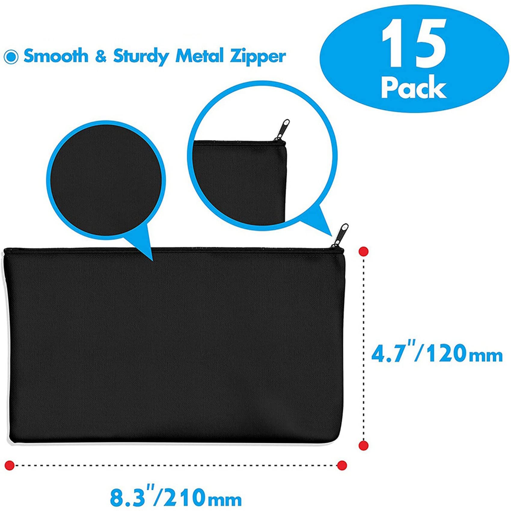 45 Pièces Séries Noir Blanc Toile Sac 8.3X4.7 Pouces Papeterie Stockage Fermeture éclair Sac Bricolage Graffiti Porte-Crayon Bricolage Sac