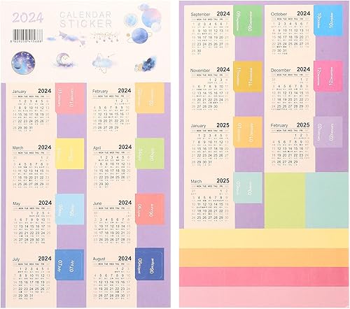 Miniatura 1 de 10 juegos de calcomanías de calendario 2024, pestañas de índice mensual, divisor adhesivo, calendario mensual, calcomanías para planificadores,