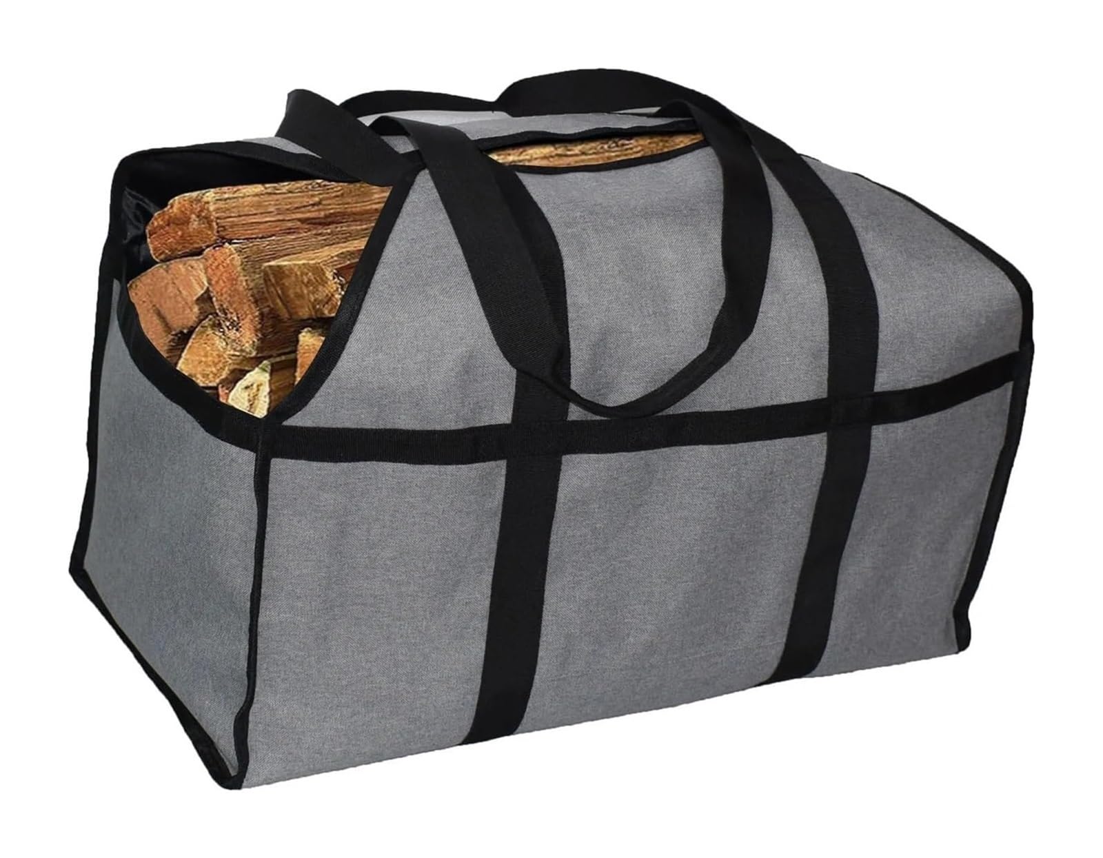 Firewood storage bag, Firewood Carrier Bag Grey Canvas Large Capacity Outdoor Camping Fire Stove Fireplace