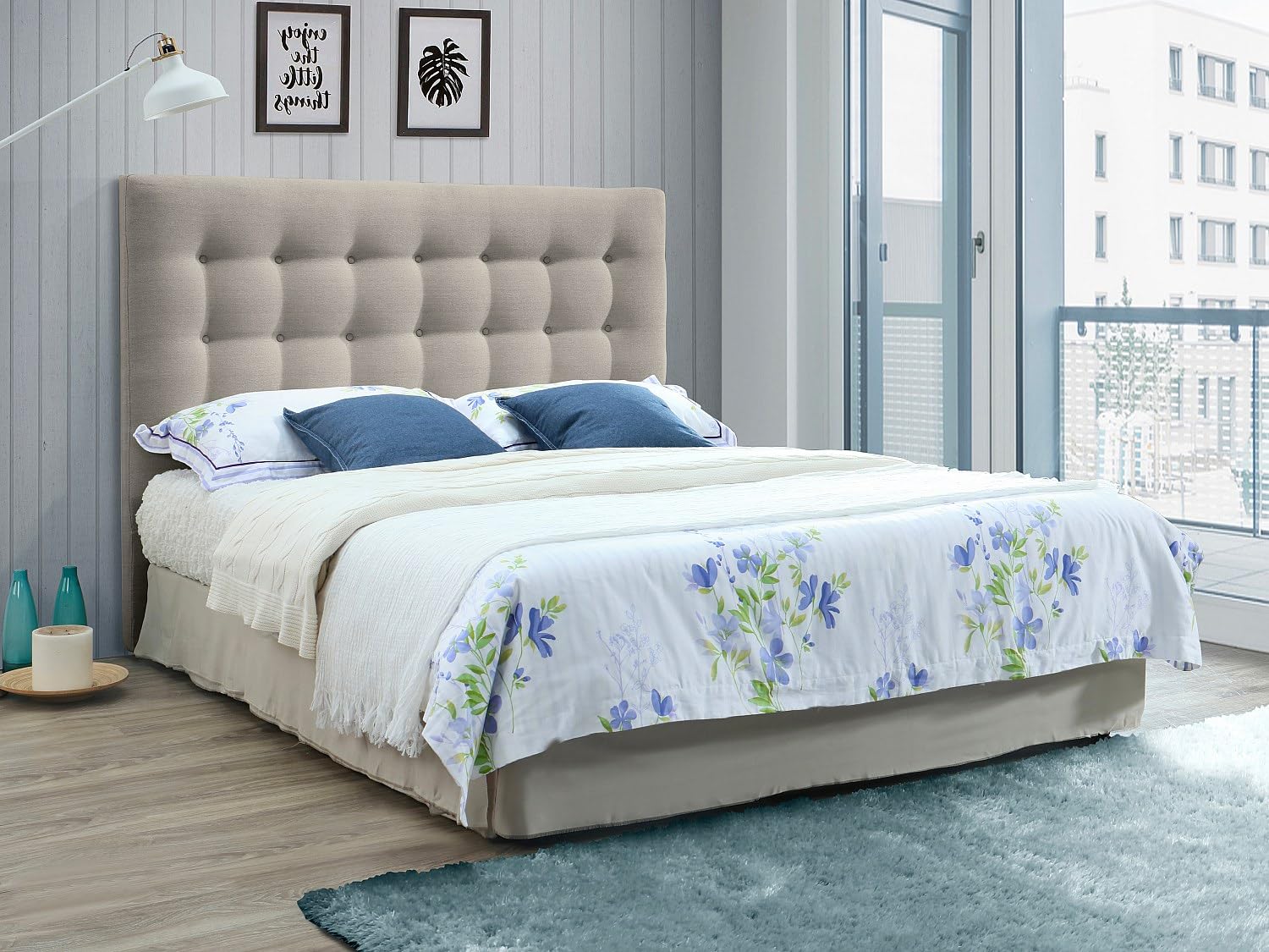 Vente-unique - Tête de lit capitonnée - 160 cm - Tissu - Beige - Francesco
