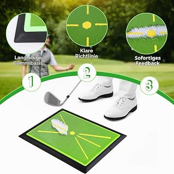 Golf Mat with Instant Swing Path Feedback 17 x 12 Inch Trajectory Analysis Exercise Mat Robust Non-Slip Rubber Base for Indoor & Outdoor Training Ideal for Beginners & Children