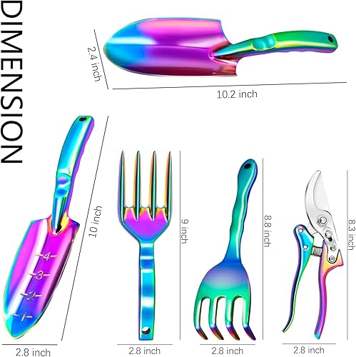 Miniatura 2 de Juego de herramientas de jardinería arcoíris, pala, tijeras de podar y tenedor de mano, herramientas de mano de jardinería, suministros de