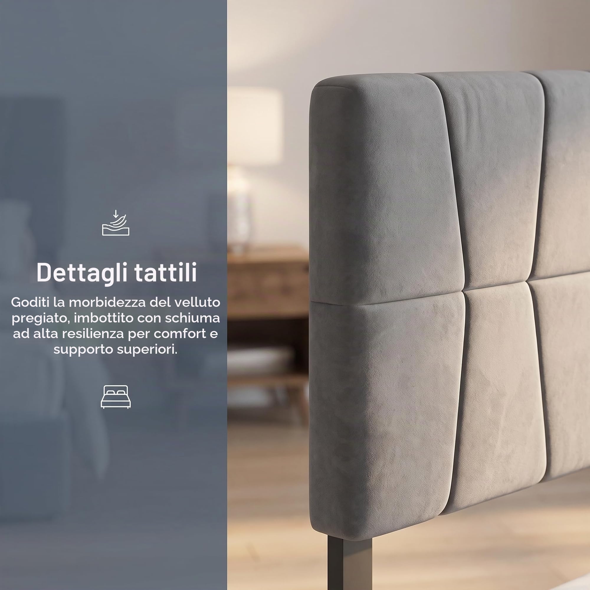 Letto Imbottito 160x200,Letto Matrimoniale con 4 Cassetti letto Matrimoniale Imbottito con contenitore Letti con Usb e Luce Led Letti Contenitore (grigio, velluto B, 160 x 200 cm)