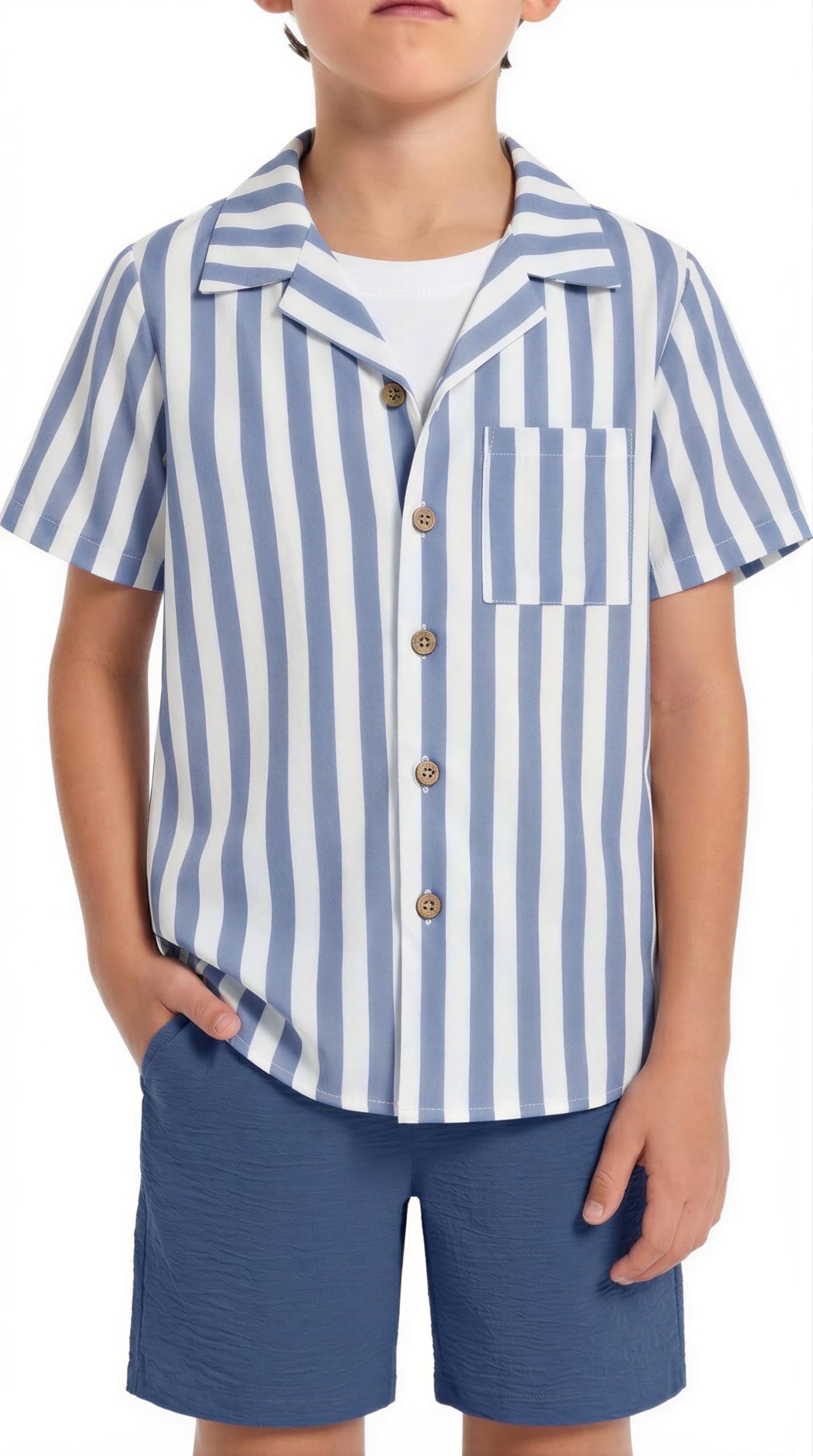 Arshiner Boys 2 Pieces Summer Beach Outfits Short Sleeve Button Down Shirts and Shorts Vacation Texture Sets for Kids