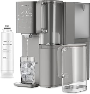Philips Water 7500 Umkehrosmose-Wasserspender: heißes & gekühltes Wasser in Sekunden, 6-in-1-RO-Filter mit essenziellen Mineralien, >110 Schadstoffe reduziert, 3:1 Rein-/Abwasser, UV-C Schutz, 2000 L