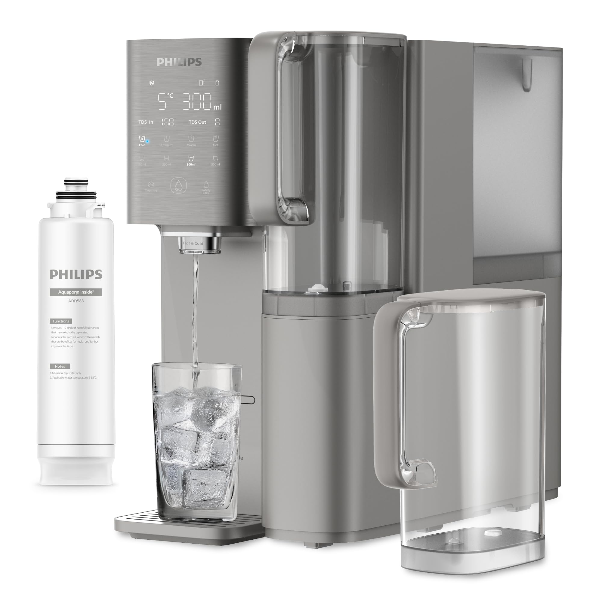Philips Water Distributeur d’eau à osmose inverse 7500 : eau chaude/froide filtrée RO 6-en-1, UV-C, 2000 L