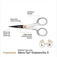 Vista 2 de Fiskars Micro Trip - Tijeras de corte de precisión con empuñadura suave, hojas de acero inoxidable antiadherentes, 5 pulgadas
