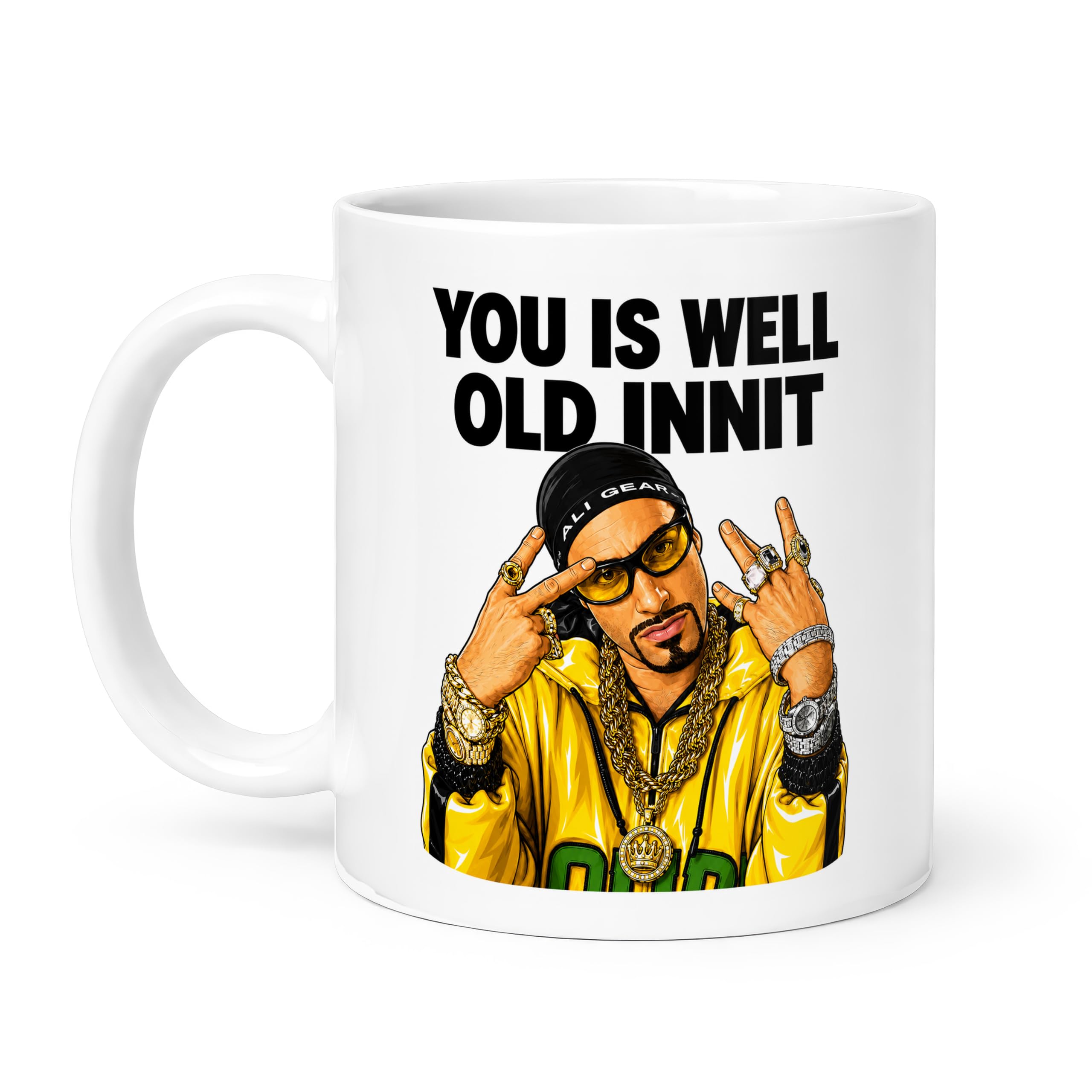 Spomo You is Well Old Innit Mug, Funny Birthday Mug for Men Women, Rude Bling Chav Joke Gift, Funny Old Birthday Present, 11oz Ceramic Coffee Mug 330ml