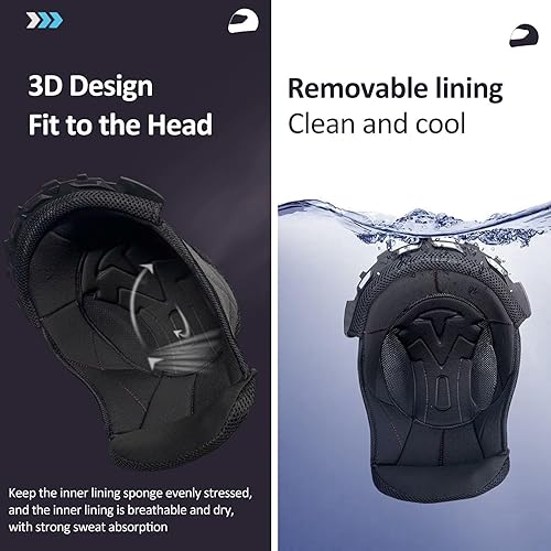 Miniatura 4 de Casco de motocicleta Bluetooth de cara completa, aprobado por DOT, casco de motocicleta integrado, visera antivaho abatible, casco modular con