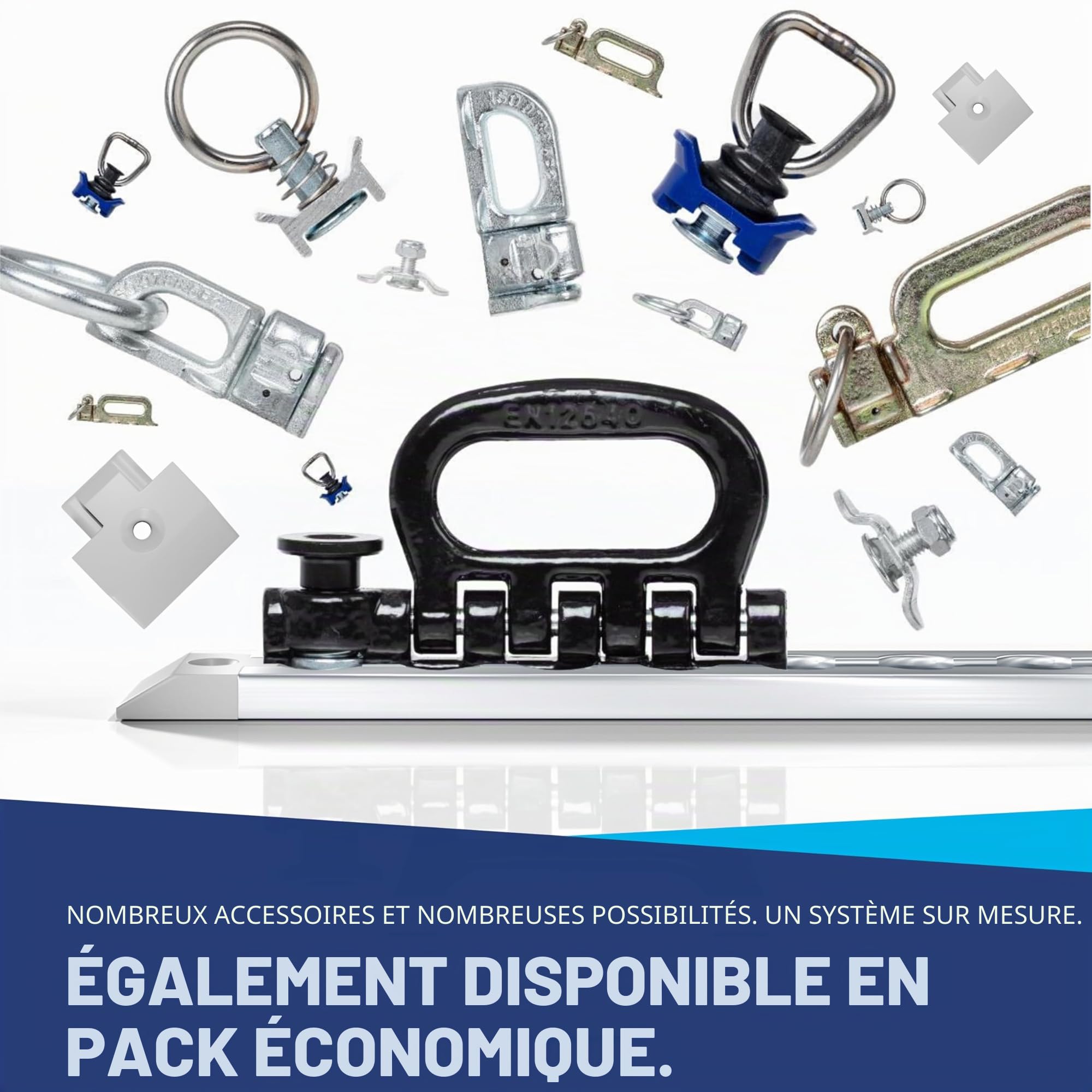NTG Rail d'arrimage Airline 4 PCS 1m / 1000mm carré Alu - Certifié TÜV - Sélection d'économie Remorque Accessoires Sécurisation de charge Rail d'arrimage Barre Alu Rail de serrage Camion Fourgon