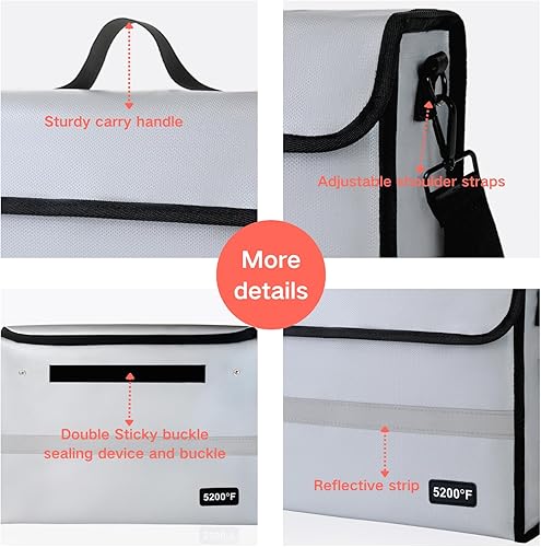 Miniatura 4 de Organizador de documentos ignífugo, caja de documentos impermeable e ignífuga para el hogar, la oficina y los viajes (blanco-01)