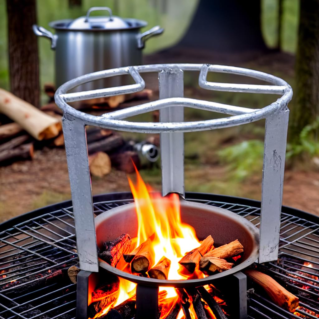 Go2Camps Heavy Quality Metal Firewood Log Steel Burner | BBQ Cooking Stand for Campfire, Outdoor Camping Grill Stand for Burning, Backyard, Barbeque and Camp Cooking