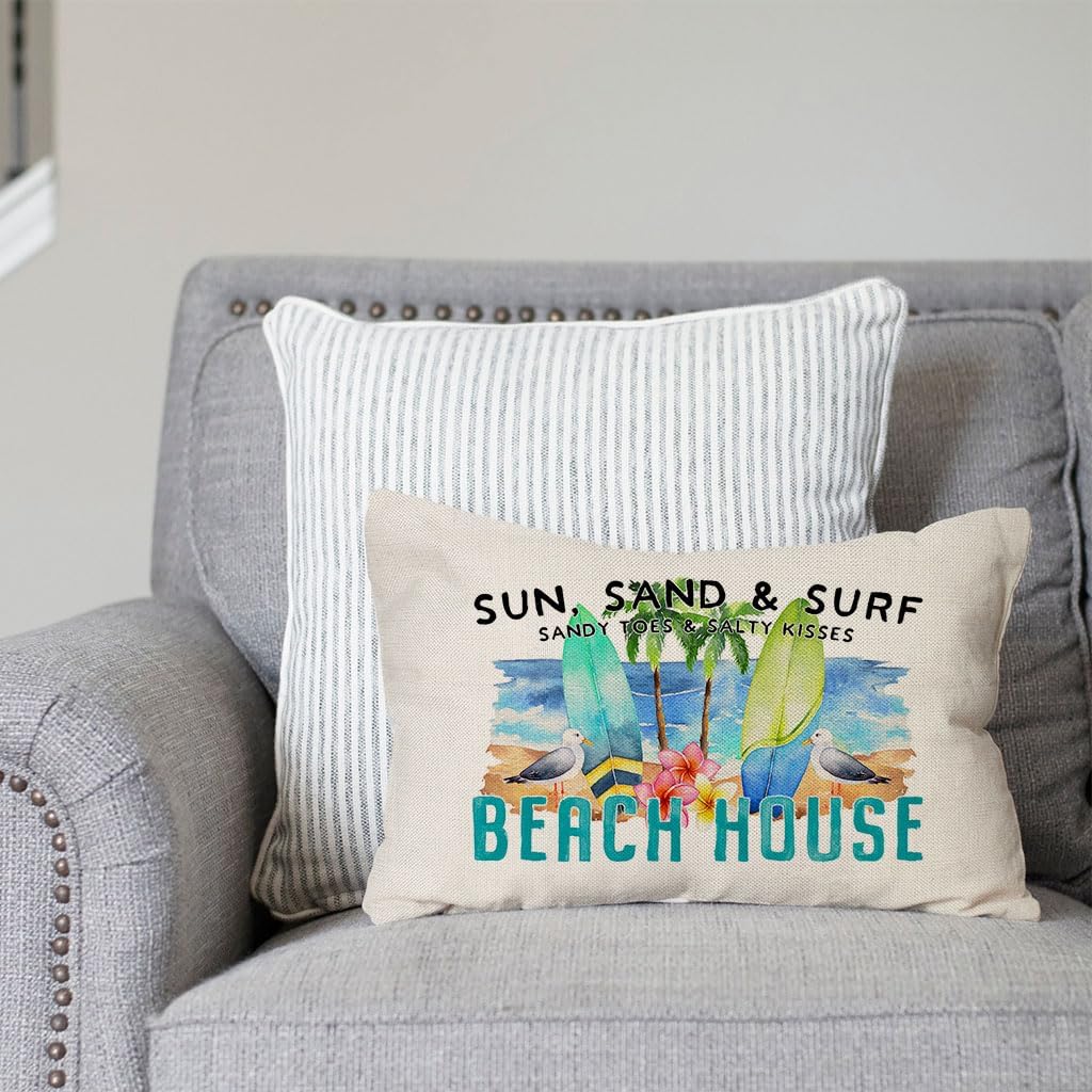 PANDICORN Summer Beach House Throw Pillow Covers 12x20 Inch Surfboard Sea Ocean Coastal Outdoor Decorations Lumbar Decorative Throw Pillows Cases Cushion Covers for Home Sofa Couch Living Room Decor - Image 6