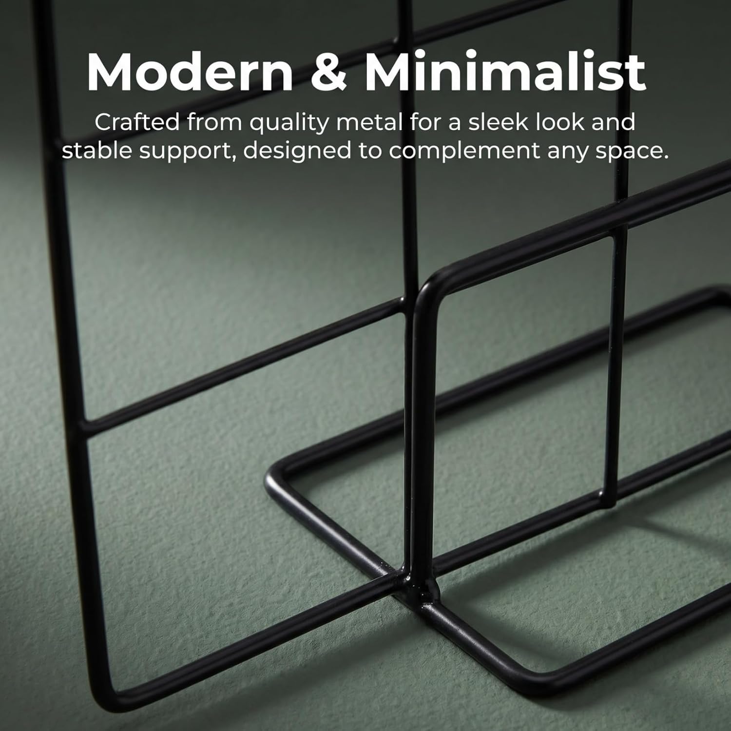 Solustre Grid Display Rack with Base 13.77In Adjustable Iron Countertop Display Stand Shelf for Artwork Photos Accessories Retail Booth